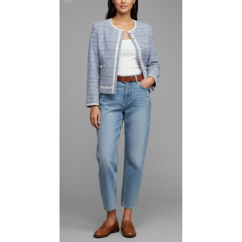 Vilagallo Tweed NWT Crop Embelished Luxury Artsey Preppy Twee Jacket 44/10 - Picture 1 of 16